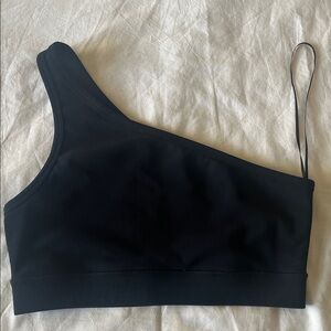 L*Space One Shoulder Black Sports Bra / Crop Top EUC sz Large - worn once